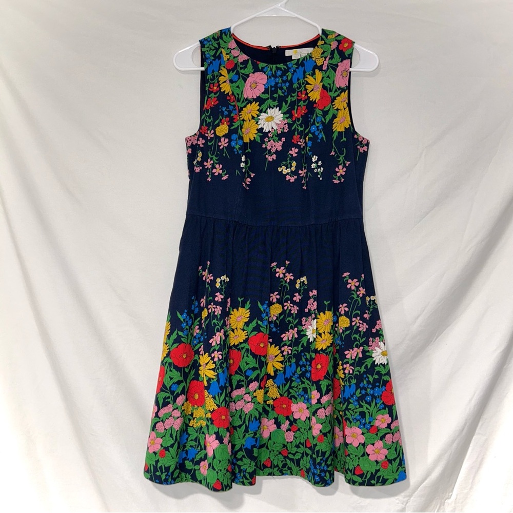 Boden Anthropologie Navy Floral Spring Garden Tara Full Flare Skirt Dress